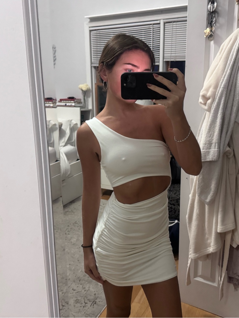 SHEIN White One-Shoulder Cutout Mini Dress - Picture 1 of 3